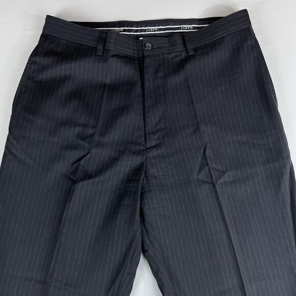 J. Crew Classic Fit Wool Blend Trousers Men's 36/32 Dark Blue Pinstripe Academia - Picture 15 of 16